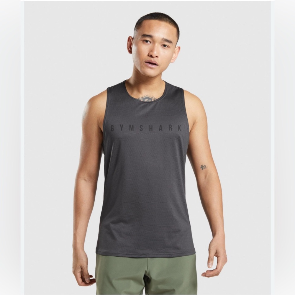 Gymshark Dri-fit Workout Tank, Gray/Black_Large_Men or Women